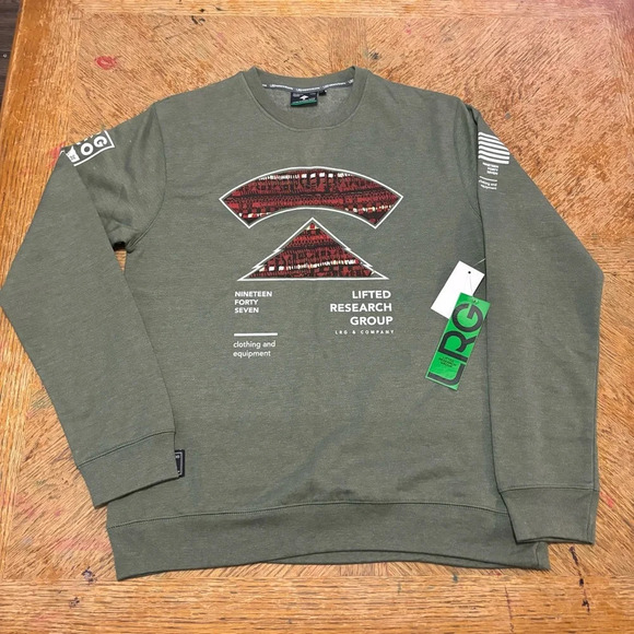 NWT LRG Lifted Research Group Green Fleece Hoodie Black Red Logo Men's Size XL - Picture 1 of 7